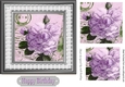 pretty lilac peonies in frame with lace and pyramids 7x7