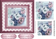 Pretty pink pansies with pearls lace in 7x7 frame with pyramids