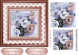 Pretty peach pansies with pearls lace in 7x7 frame with pyramids