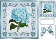 Pretty blue hydrangea in ornate frame with bow 8x8