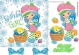 Birthday Girl (turq), With her basket of toony strawberries 7x7