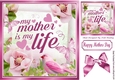 MY MOTHER IS MY LIFE! Mum with pink flowers and butterflies 8x8