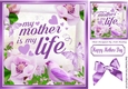MY MOTHER IS MY LIFE! Mum with purple flowers and butterflies 8x8