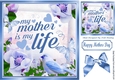 MY MOTHER IS MY LIFE! Mum with blue flowers and butterflies 8x8