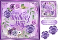 Pretty ring of purple flowers for mum card front 8x8