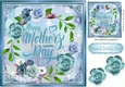 Pretty ring of blue flowers for mum card front 8x8
