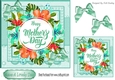 Pretty tropical flowers for mum with turq bows 7x7