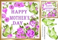 Lovely pink roses with butterflies card front for mum 8x8