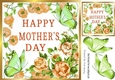 Lovely peach roses with butterflies card front for mum 8x8