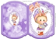 Cute little Pummy Doll in purple/peach with bow bracket card