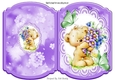 Cute teddy with flowers on lace with butterflies bracket card