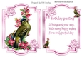 Pretty bird with flowers and jewel roses card front and insert A5