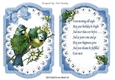 Pretty birds on a branch with blue bow on lace, card front and insert