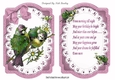 Pretty birds on a branch with pink bow on lace, card front and insert