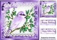 Pretty purple bird on a branch with lace script 8x8 frame