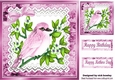 Pretty pink bird on a branch with lace script 8x8 frame