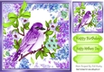 Pretty purple bird in floral frame 8x8