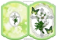 Silver Easter cross in green and lace bracket card with butterflies
