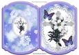 Silver Easter cross in blue/purple and lace bracket card with butterflies