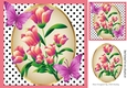 Pretty vibrant flowers with butterflies and polkadot 8x8