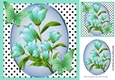 Pretty vibrant flowers with green butterflies and polkadot 8x8