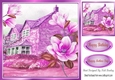 Pretty cottage with purple magnolias 8x8