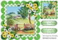  cottage wth garden and flowers in green scalloped 8x8 frame