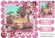 cottage wth garden and flowers in pink scalloped 8x8 frame