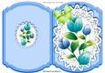Pretty blue flowers with green bow and lace bracket card