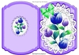 Pretty purple flowers with green bow and lace bracket card