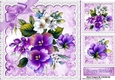 Pretty purple flowers with lace and toppers 8x8
