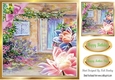 Pretty garden of flowers with lotus flowers and bow 8x8