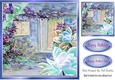 Pretty garden of flowers with turq/purple lotus flowers  and bow 8x8
