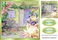 Pretty garden of flowers with lotus flowers and peach bow 8x8