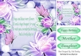 Pretty purple lotus flowers with pretty butterflies and verse card front 8x8