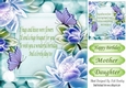 Pretty blue lotus flowers with pretty butterflies and verse card front 8x8