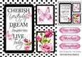 pretty pink roses and black polka dot photo frame 8x8 card front