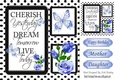 pretty blue roses and black polka dot photo frame 8x8 card front