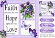 pretty purple shades of pansies with butterflies 8x8