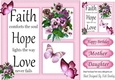 pretty pink shades of pansies with butterflies 8x8