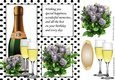 Lovely silver roses and wine for the birthday girl in polkadot frame 8x8