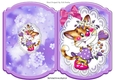 Cute Kitty with purple heart and flowers on lace bracket card