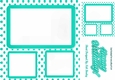 Turq polkadot window frame card front & topper 8x8