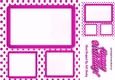 cerise polkadot window frame card front & topper 8x8