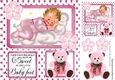 Cute sleepy baby girl with pink teddy 8x8 window card