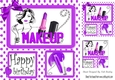 Makeup for the birthday girl in purple polkadot with bling 8x8