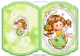 Cute Pummy Angel holding a bunny on lace green bracket card