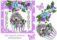 cute hedggy in cupcake with flowers in purple star 7x7 frame