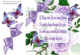 Purple roses for you, with butterflies and a corner bow card front 8x8