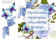 blue roses for you, with butterflies and a corner bow card front 8x8
